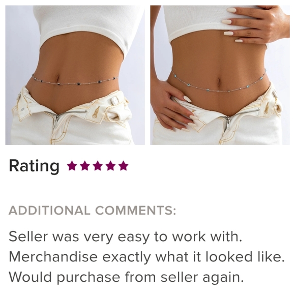 I'll Try To Restock Belly Chain Zircon Clear Pink Blue Red Black Waist Chain - Picture 2 of 16